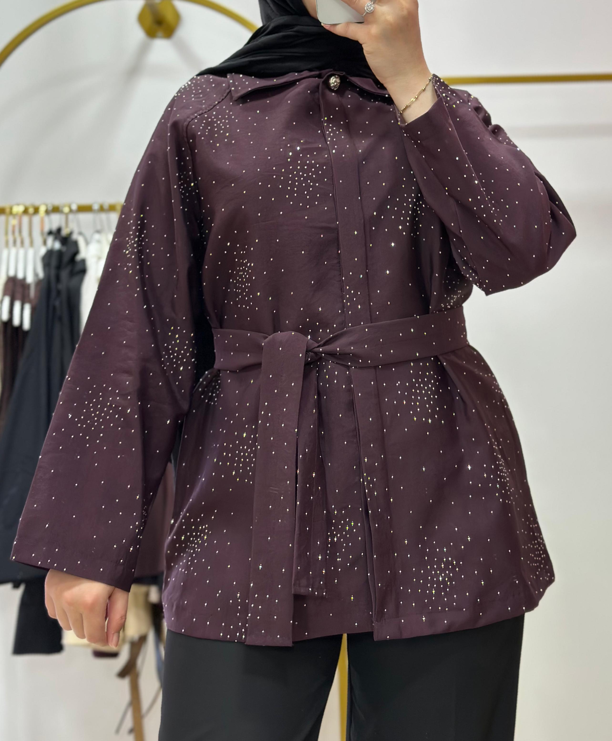 Bordo Taşlı Gömlek
