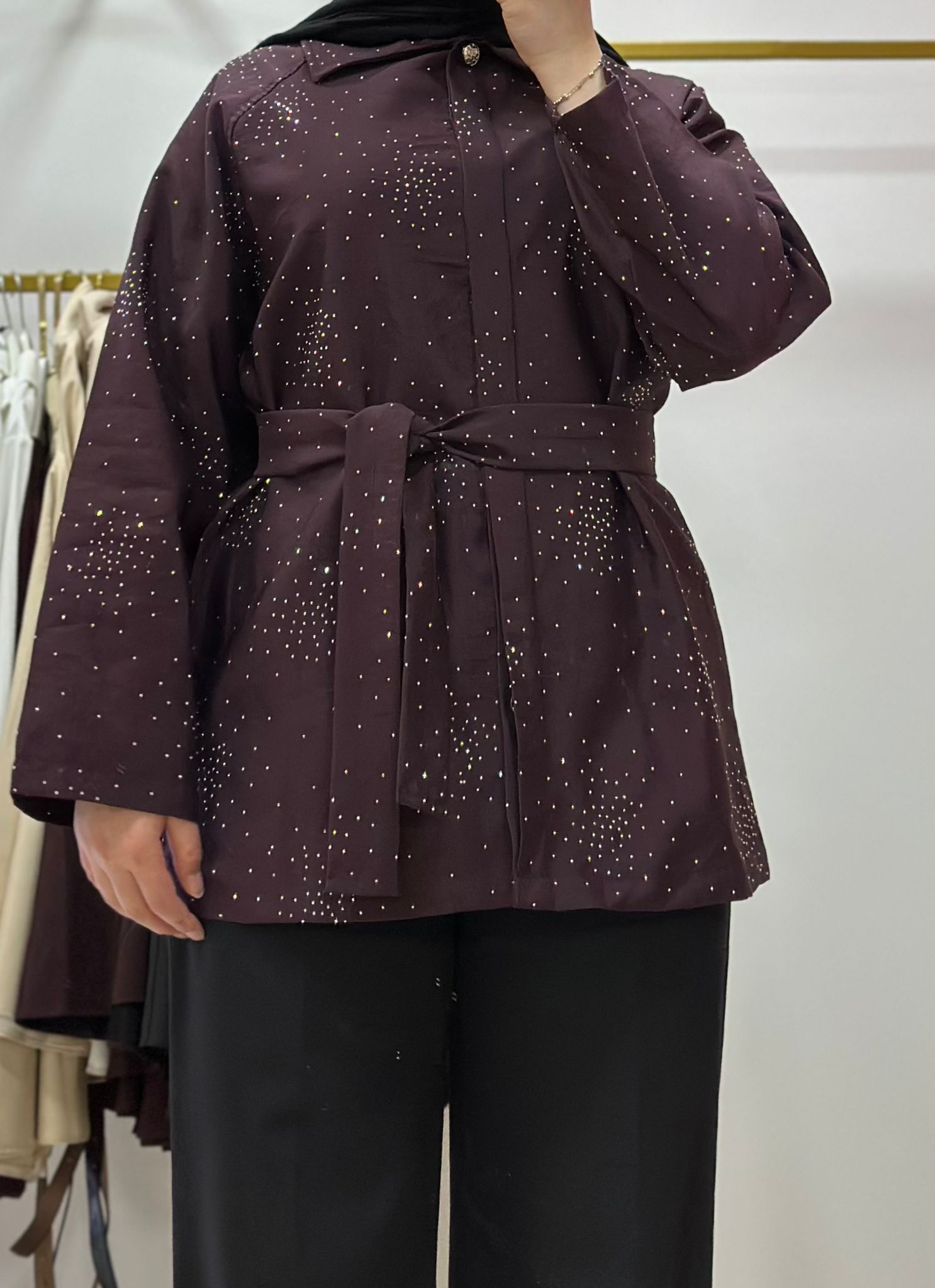 Bordo Taşlı Gömlek